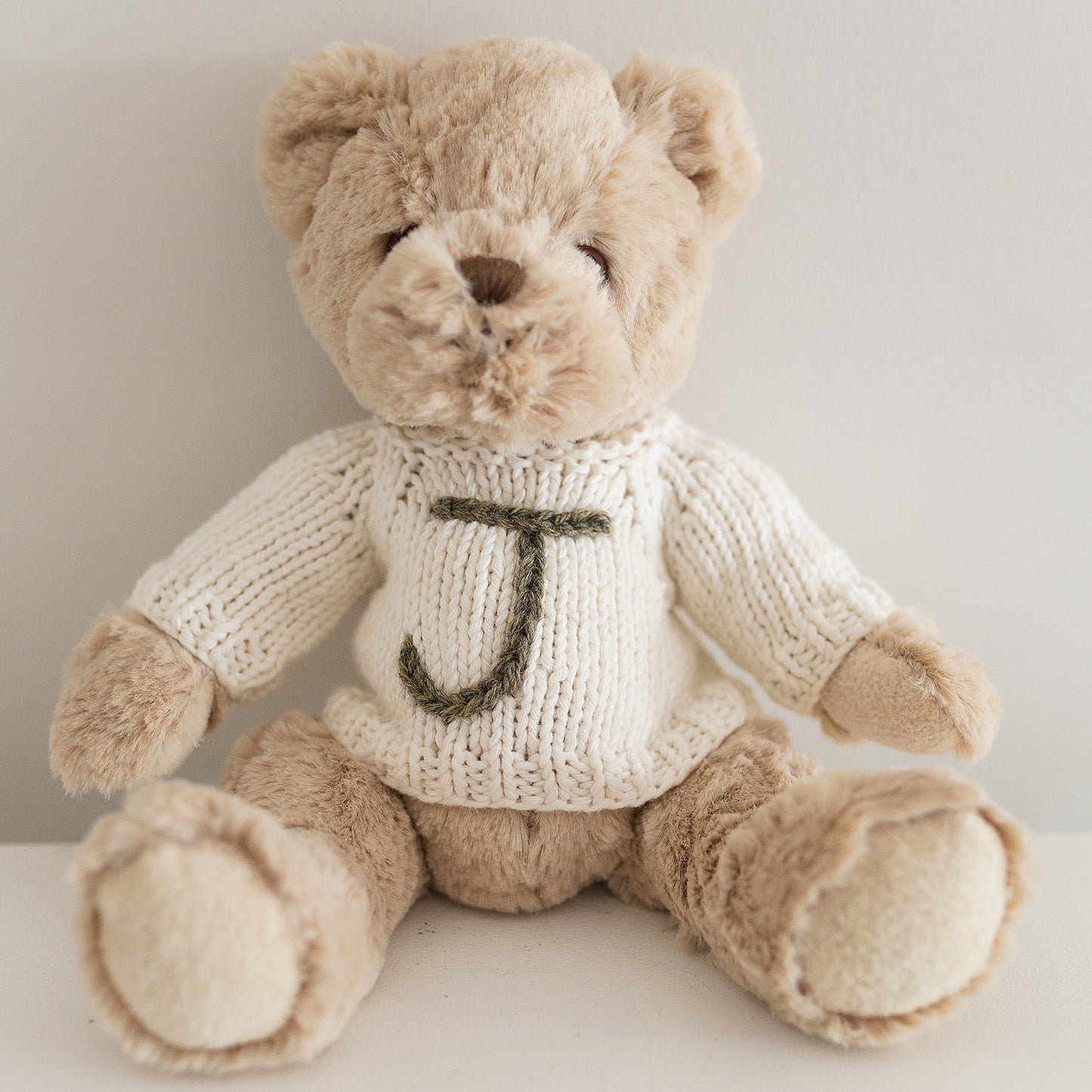 Bramble Bear with hand-knitted initial jumper
