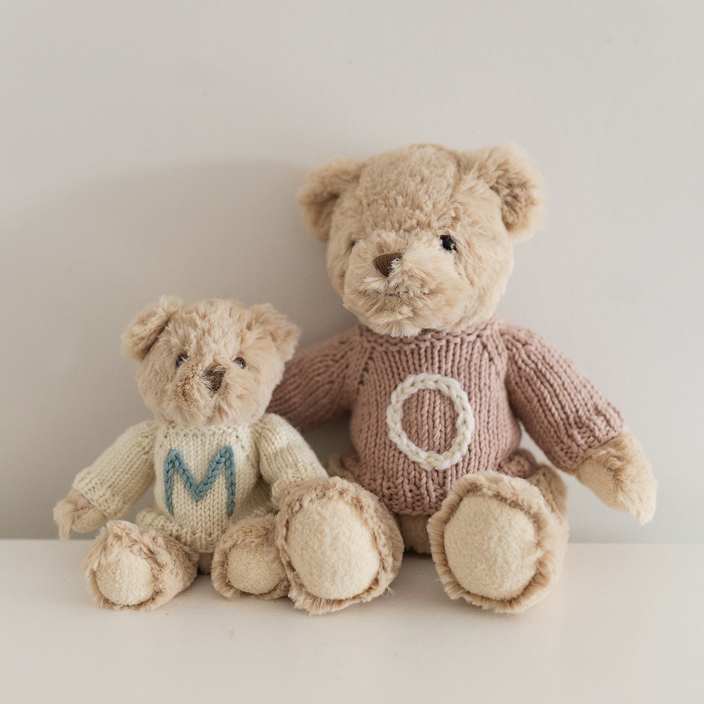 Squidge Bear with hand-knitted initial jumper