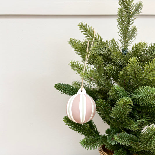 Hand-Painted Striped Ceramic Bauble