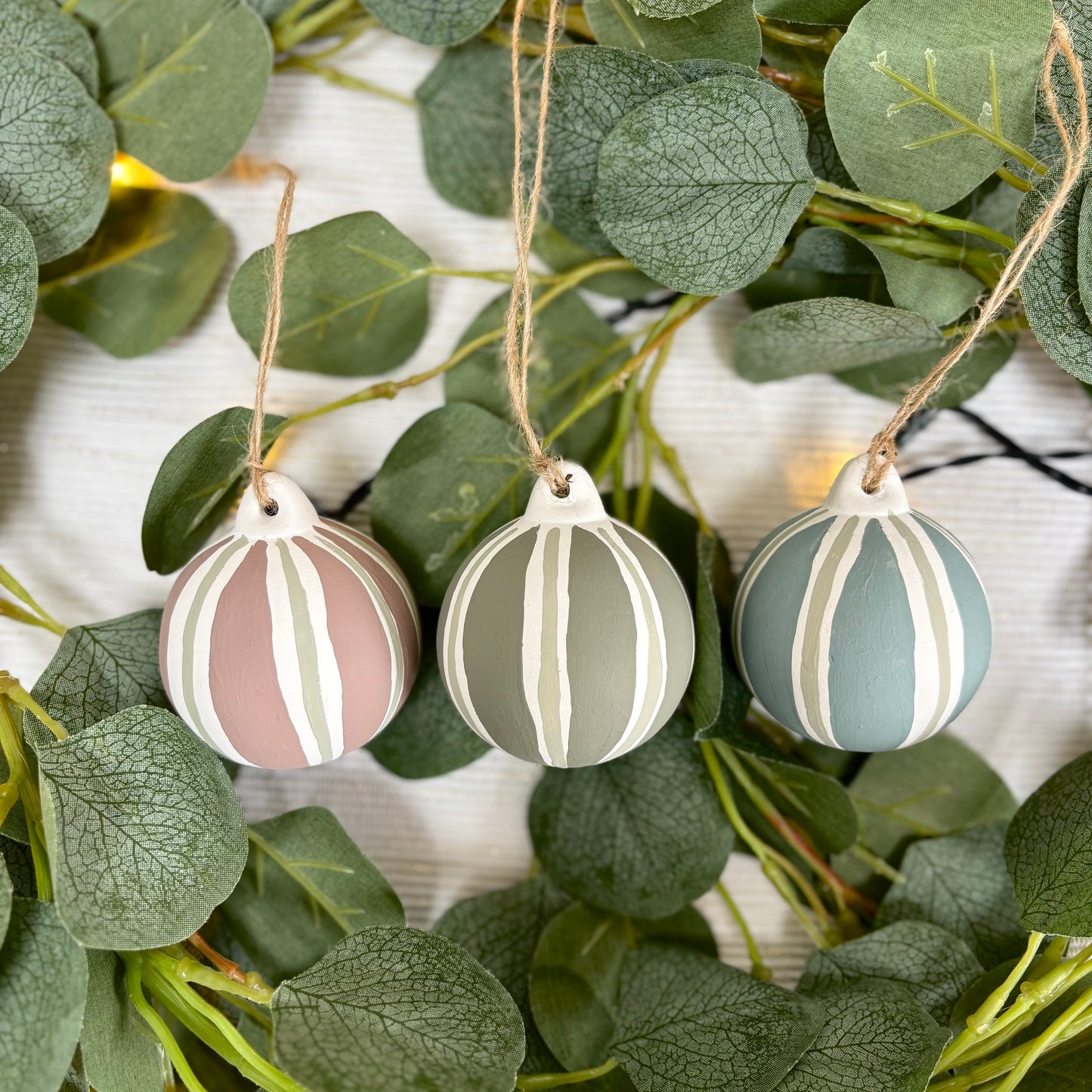 Hand-Painted Striped Ceramic Bauble