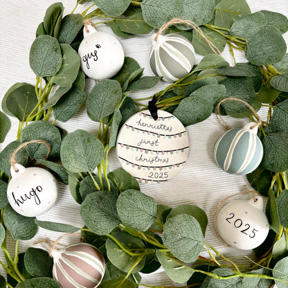 Personalised Wooden Disc Decoration – Baby’s First Christmas