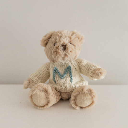 Squidge Bear with hand-knitted initial jumper