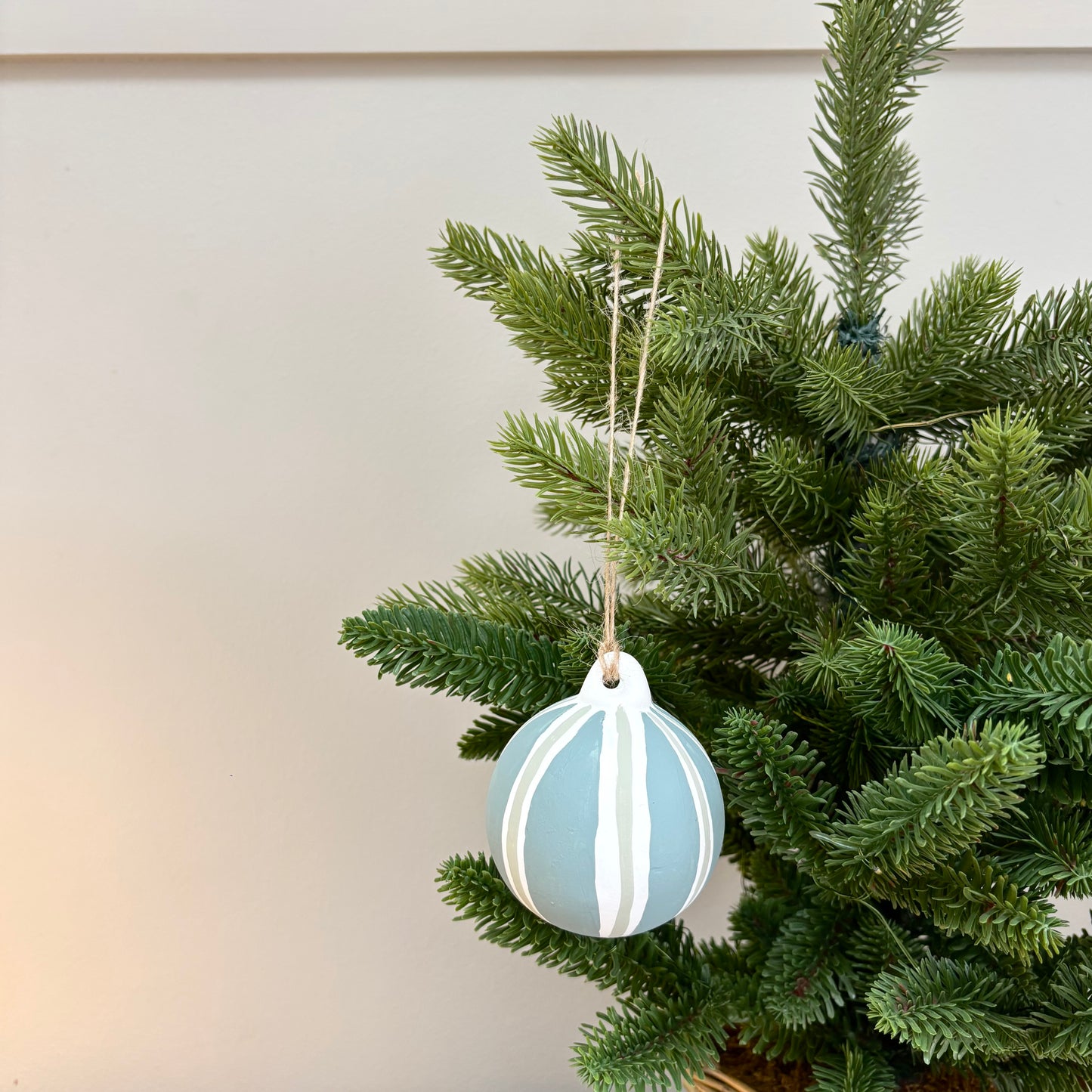 Hand-Painted Striped Ceramic Bauble