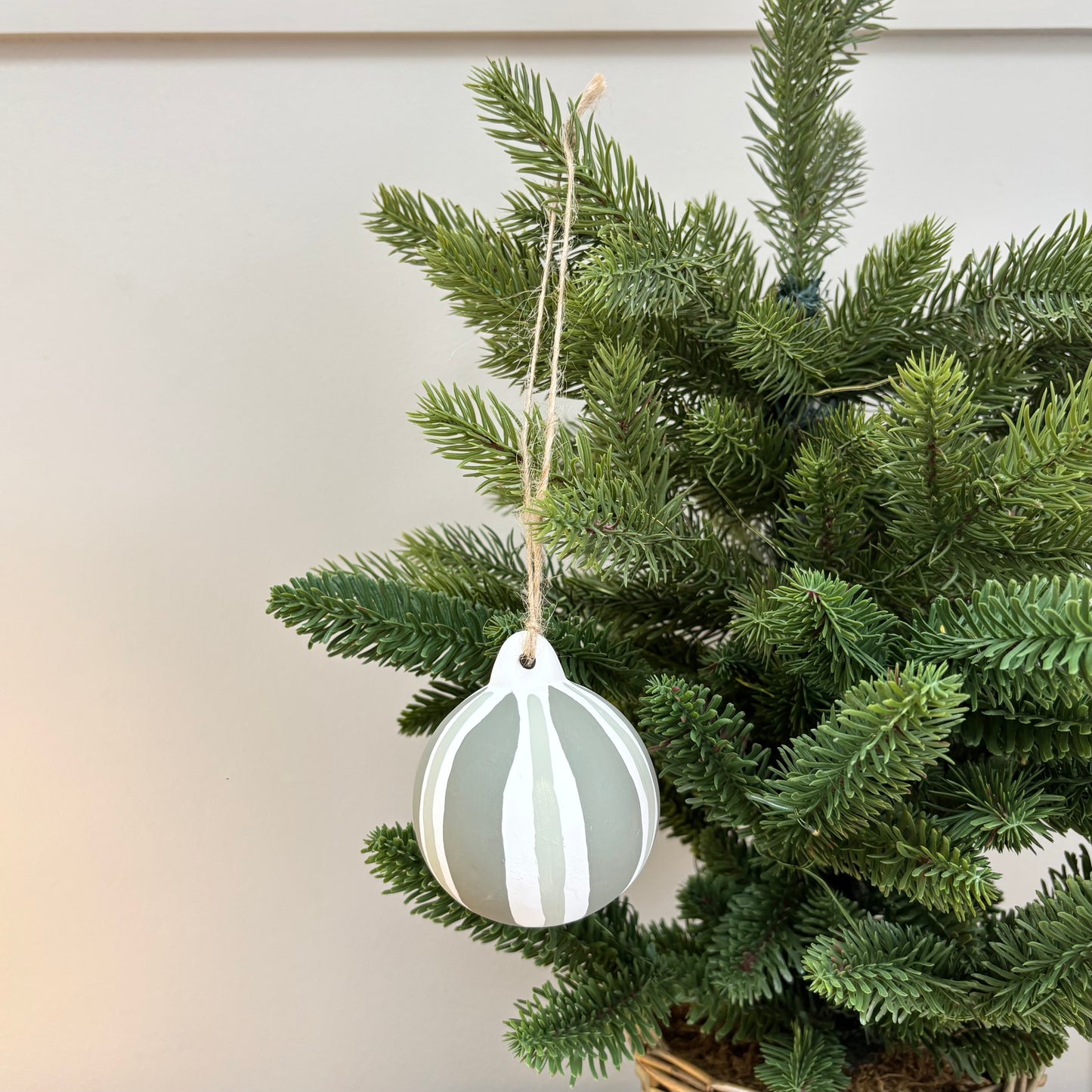 Hand-Painted Striped Ceramic Bauble