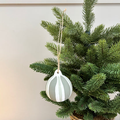 Hand-Painted Striped Ceramic Bauble
