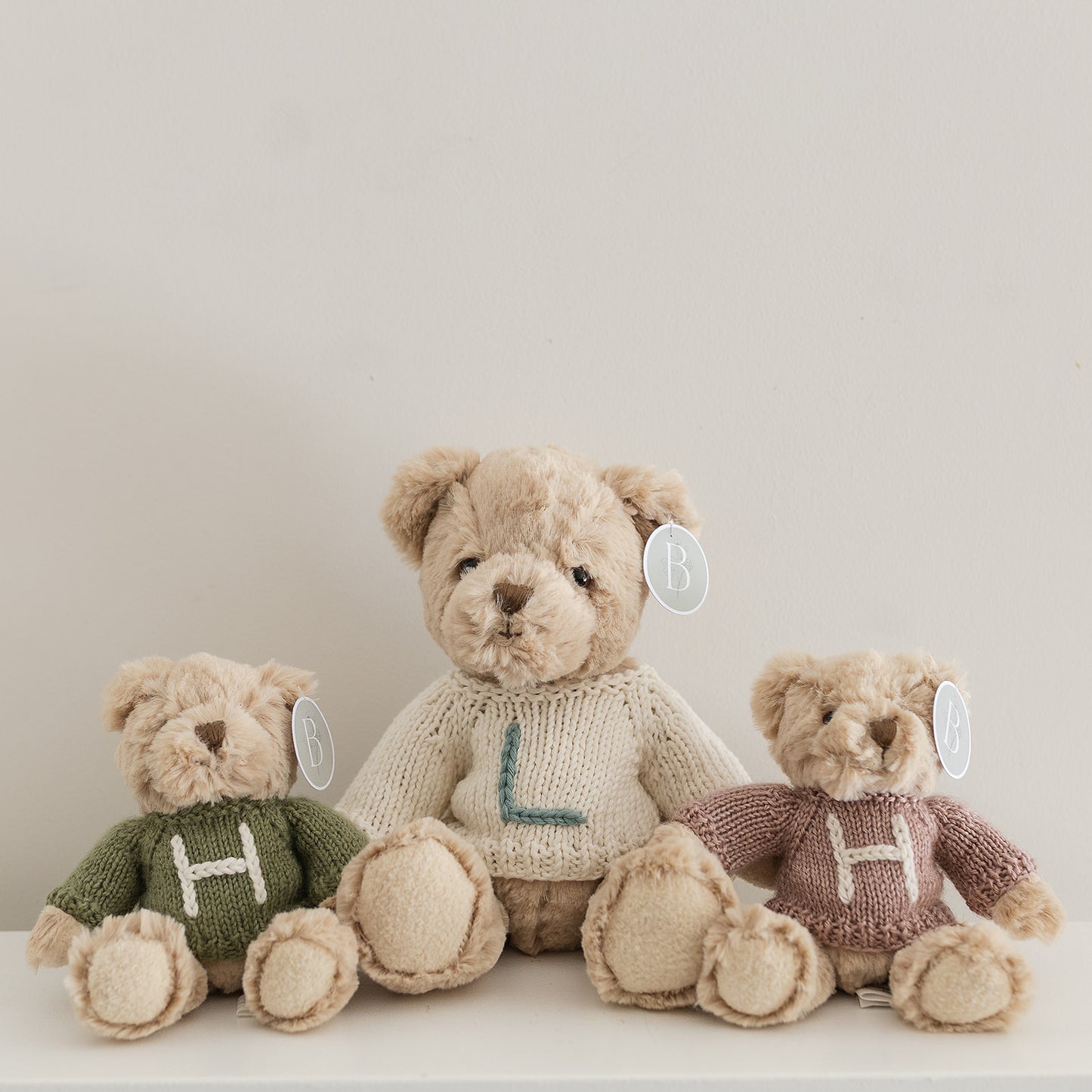 Bramble Bear with hand-knitted initial jumper