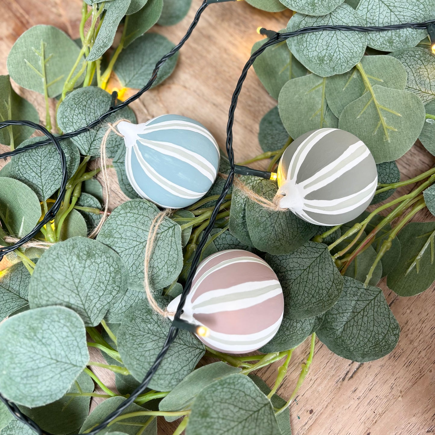 Hand-Painted Striped Ceramic Bauble