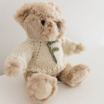 Squidge Bear with hand-knitted initial jumper